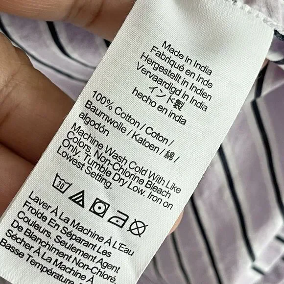 J Crew Garcon Classic Fit Shirt Plus Size 14 Top Striped Lavender Button Up - Picture 8 of 9